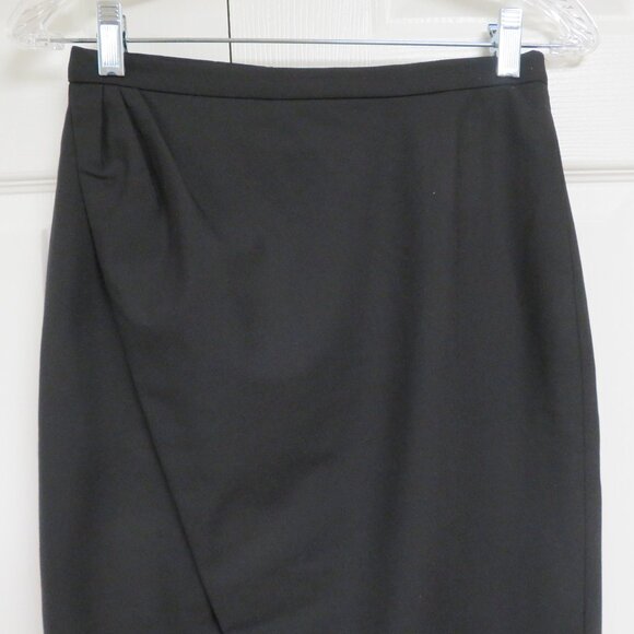 J. Crew 365 Asymmetric Wrap Skirt Size 0 Solid Black - Picture 3 of 7